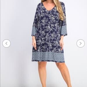 Stitch Fix Skies are Blue NWT Floral Print Wren Knit Dress, Navy Combo Size S